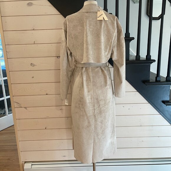 081 Free People X Blank Nyc Vegan Suede Trench Iced Chai Khaki Tan NWT Size XS - Picture 8 of 11
